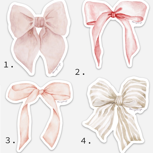 Watercolor Floral Shabby Chic Bow Sticker | Floral Die cut sticker | Weatherproof sticker | sticker for Laptops, Water bottles