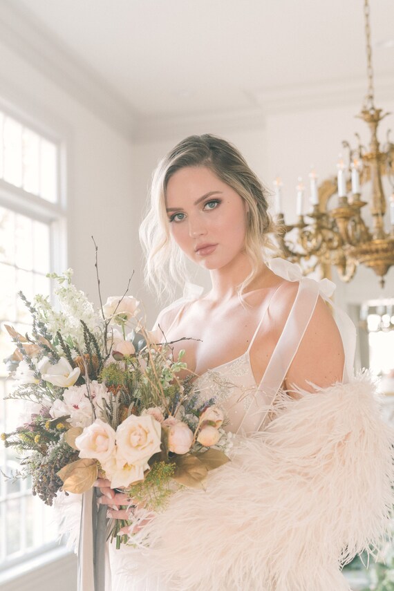 Ostrich Feather Bridal Wedding Jacket In Etsy