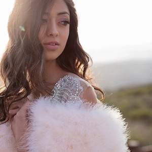 Marabou Feather Bridal Wedding Cape/Shrug in Pink/Ivory/White/Gray and more colors
