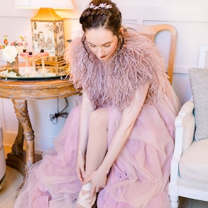 Ostrich Feather Bridal Wedding Bolero/Vest in Dusty Rose