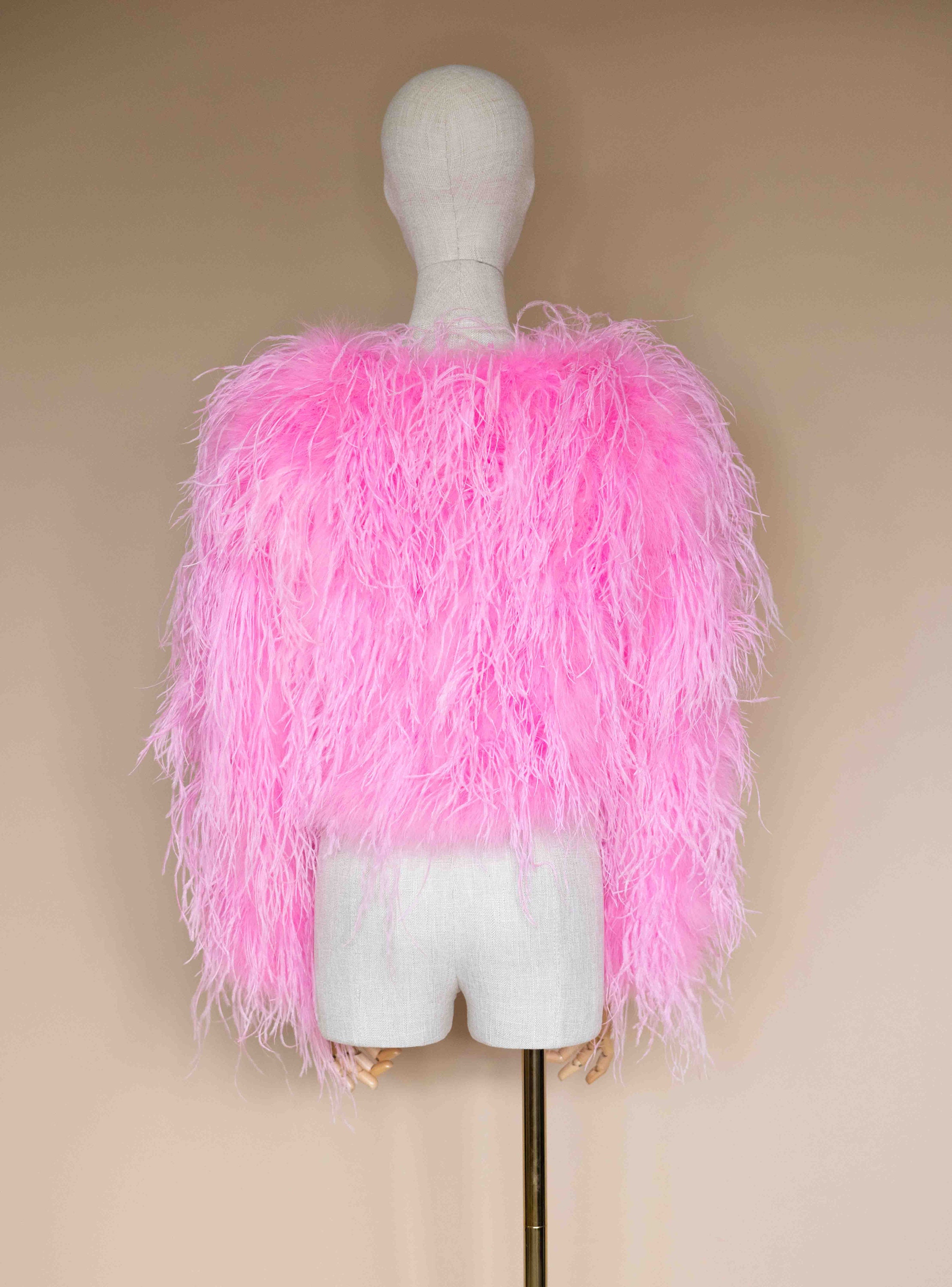 Ostrich Feather Bridal Wedding Jacket in Neon Hot Pink Color / - Etsy