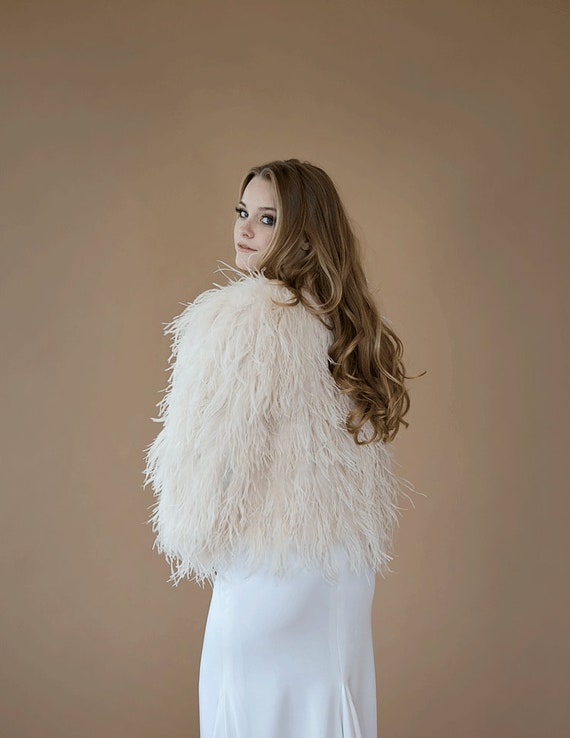 White ostrich feather jacket 2025
