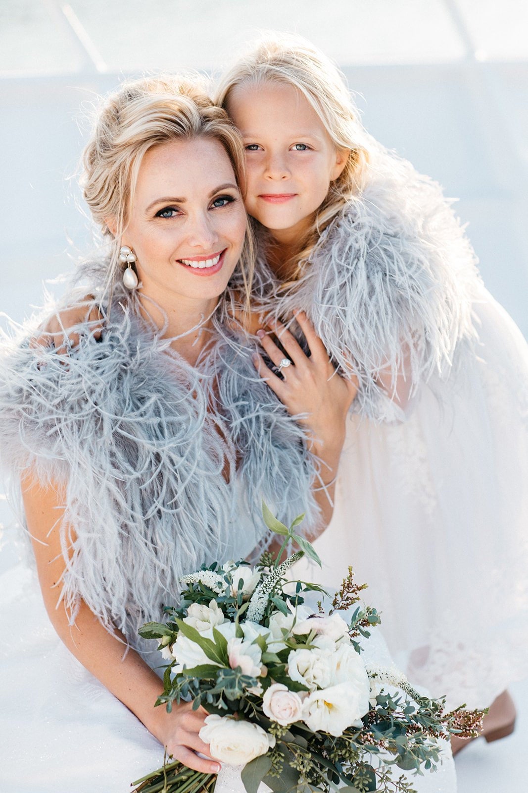 Flower girl deals fur wrap