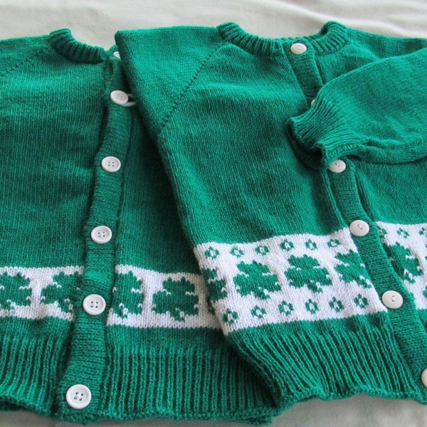 Child's Shamrock Sweater, Boy's Shamrock Sweater, Girl's Shamrock Sweater, Shamrock Cardigan