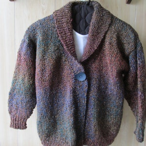 Handknit Ladies Medium Sweater, Shawl Collar Cardigan, Shawl Collar Sweater, Ladies Cardigan