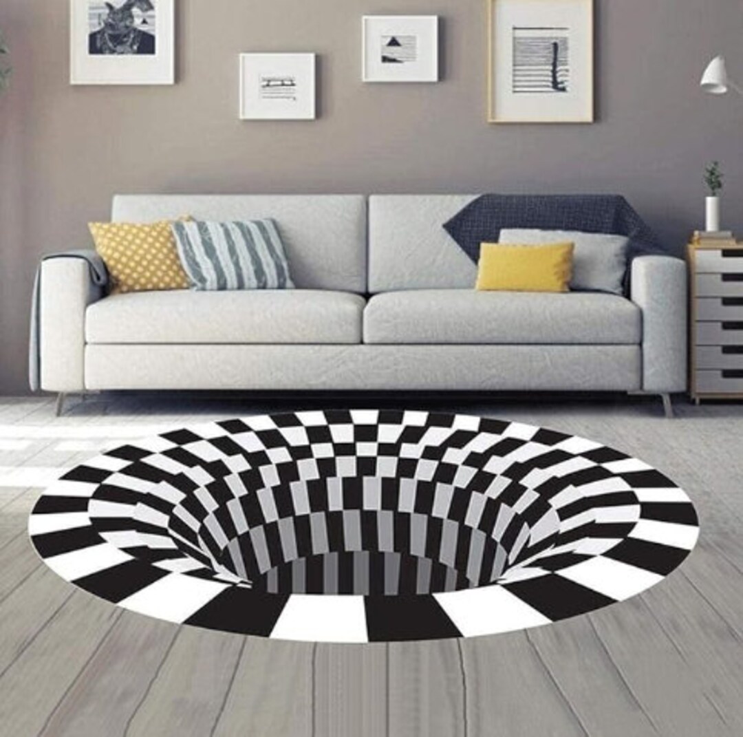 3d Illusion Carpet 3D Area Rug Floor Mat 3D Round Carpet Etsy