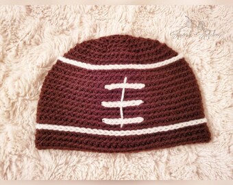 Football hat, crochet football hat, baby football hat, child football hat, football beanie, Halloween costume, Halloween football hat