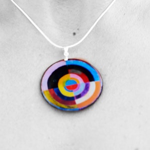 necklace Sonia Delaunay with epoxy resin pendant on 925 silver necklace, Bauhaus jewel for women as a gift for mothers' fȇte