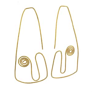 Modern tribal earrings in hammered brass wire