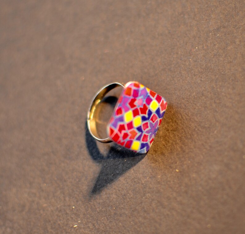 brass jewelry square stone ring ring with geometry motifs resin ring brass ring resin jewelry