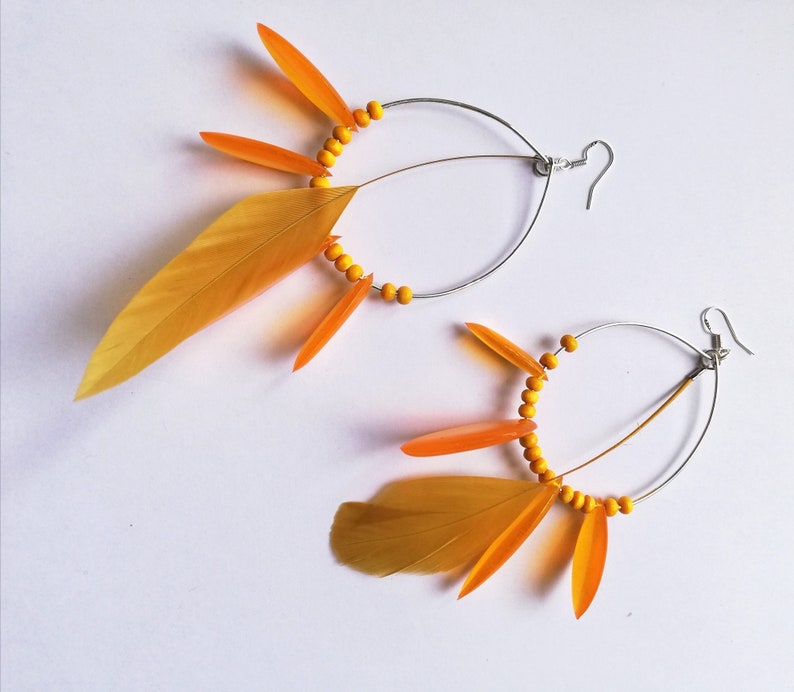 creole summer feathers creoles yellow creoles yellow creoles pearl creoles fancy creoles Hippie earrings jewel art