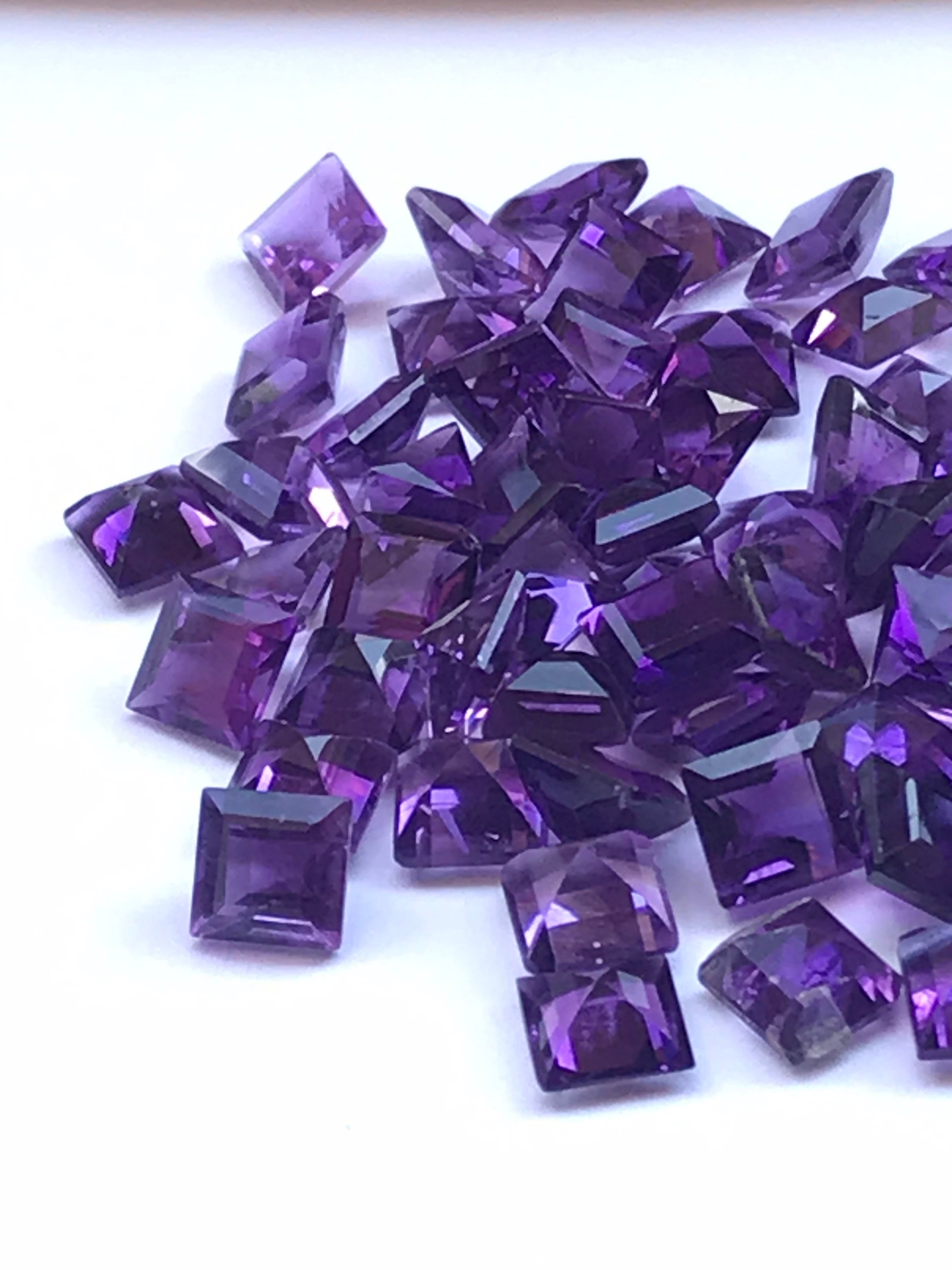 AAA Amethyst Gemstone6MM Faceted SQUARE Cut Stone Lot | Etsy