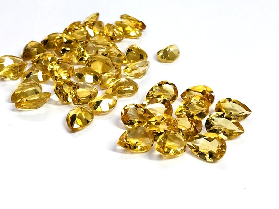 Citrino natural amarillo oro forma de pera 7 Mm x 5 mm Corte Piedra Preciosa Gema