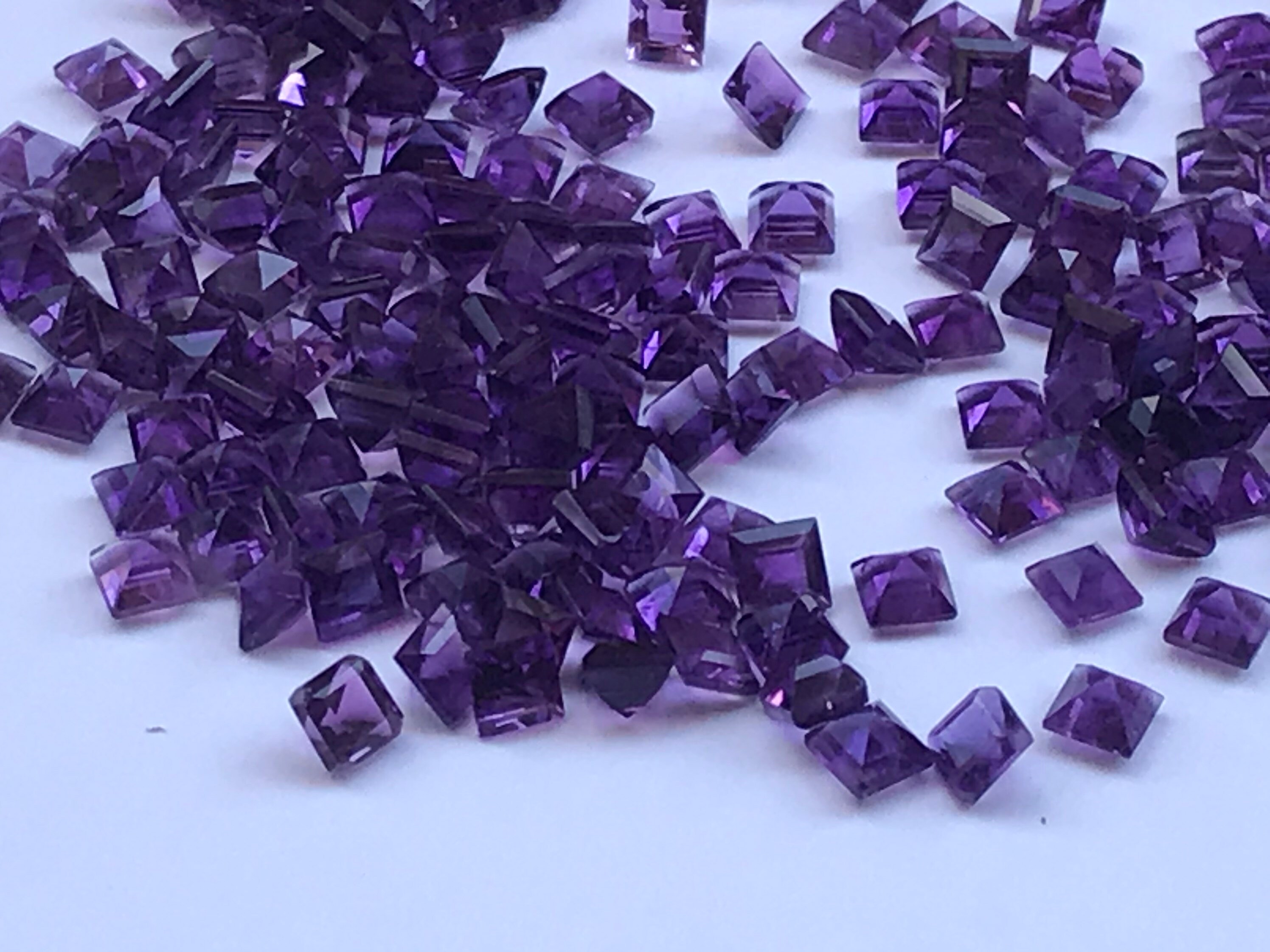 3mm Square Amethyst Cut Stone Lot Faceted Amethyst Square | Etsy