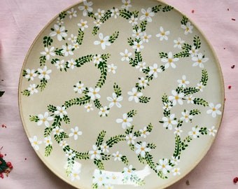 Hand painted ceramic plate - dessert plate - cake plate -pie plate - small plate - dinner plate - party plate - christmas dish - boho chic