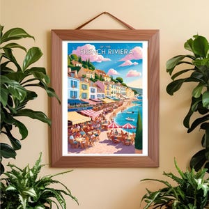 Póster de la Riviera Francesa para descargar: póster vintage chic de la Costa Azul, decoración de pared mediterránea, arte digital imprimible.