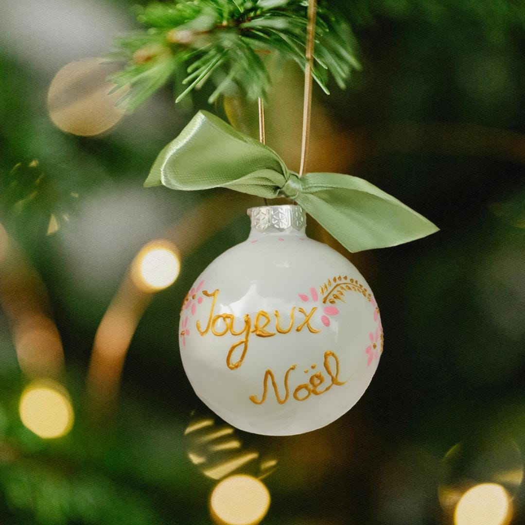 Lot De 3 Boules De NOËL Blanche Avec Motifs NOËL - Diamètre 8cm - Lot