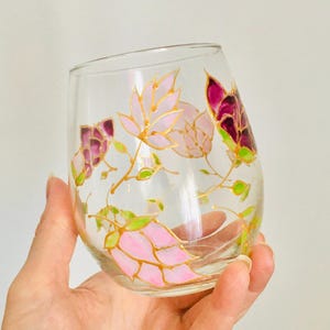 French Hand-Painted Glass with Golden Floral Crown – Jardin Royal Collection – Eco-Friendly, Dishwasher Safe, Made in France