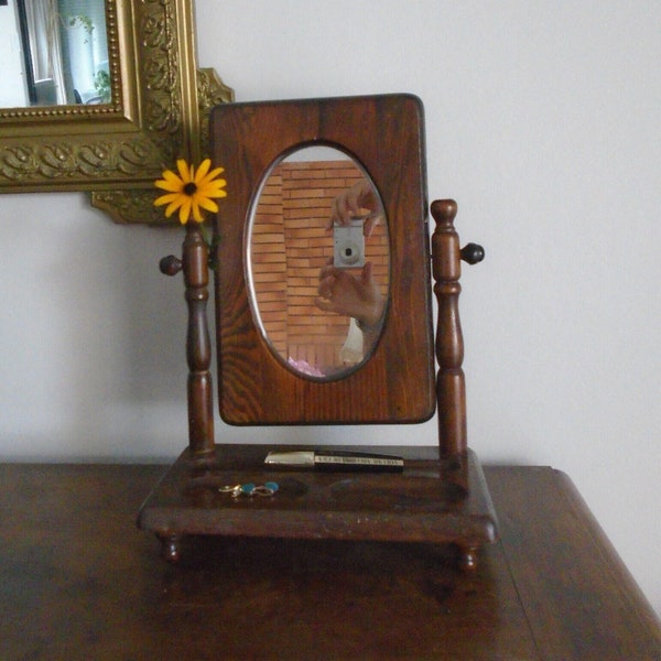 Coiffeuse de table en bois vintage avec miroir Coiffeuse de table à poser meuble à maquillage cadeau Beauté Décor chambre Salle de bains