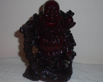 Statue Bouddha rieur Asie Vintage Feng Shui Figurine porte bonheur