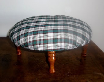 Small wood and fabric stool Vintage footstool Accent furniture Living room furniture Decor upholstered footstool