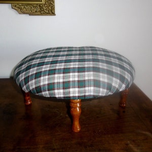 Small wood and fabric stool Vintage footstool Accent furniture Living room furniture Decor upholstered footstool image 1