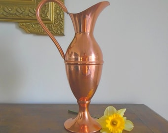Vintage copper ewer Copper decor Copper collection Gift Copper ornament Copper pitcher Vase Copper pitcher