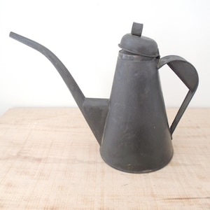 Vintage metal industrial oil burette for engines collection old French tools and gift equipment