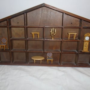 House shelf collection vintage wooden miniatures