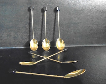 Vintage goldene Teelöffel Mokka Löffel mit Kaffeebohnen Geschenk Tisch dekoriert 6 Teelöffel