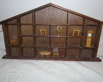 Etagère maison collection miniatures vintage bois