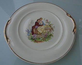 Plat vintage Plat à tarte ancien Plat à gateau Vaisselle françaiseArts de la table Décoration Cadeau Saint Amand Watteau Service de table