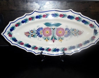Large vintage dish Quimper HB Floral decor Gift Tableware French tableware Breton tableware Table decor Collection Table service
