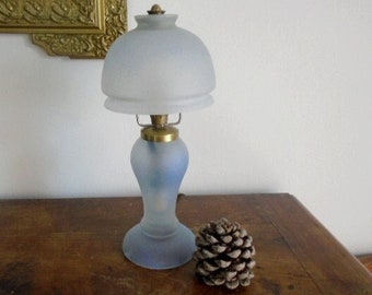Blue glass lamp art nouveau style Vintage lamp Light Fixture Lighting Table lamp Bedside lamp Accent lamp Gift