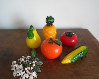 Fruits et légumes en verre  Décor vintage Verre type Murano Cadeau Décor cuisine Décor en verre Ananas Mais Tomate Orange Poire Courgette