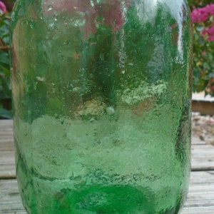Dame Jeanne Vintage Green Thick Glass Bottle Home Decor Gift Boho Decor Bottle with Handle Decorative Bottle image 4