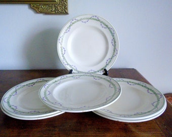 6 Vintage flat plates Longwy Loridan XIX Table service Tableware Gift Table decor Collection Terres de fer