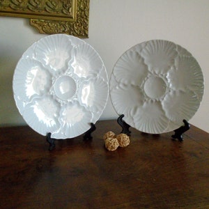 Oyster Plates in German White Porcelain BAREUTHER Bavaria 2 plates Gift Tableware Party table Table decor