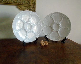 Platos de ostras en porcelana blanca alemana BAREUTHER Baviera 2 platos Vajilla de regalo Mesa de fiesta Decoración de mesa
