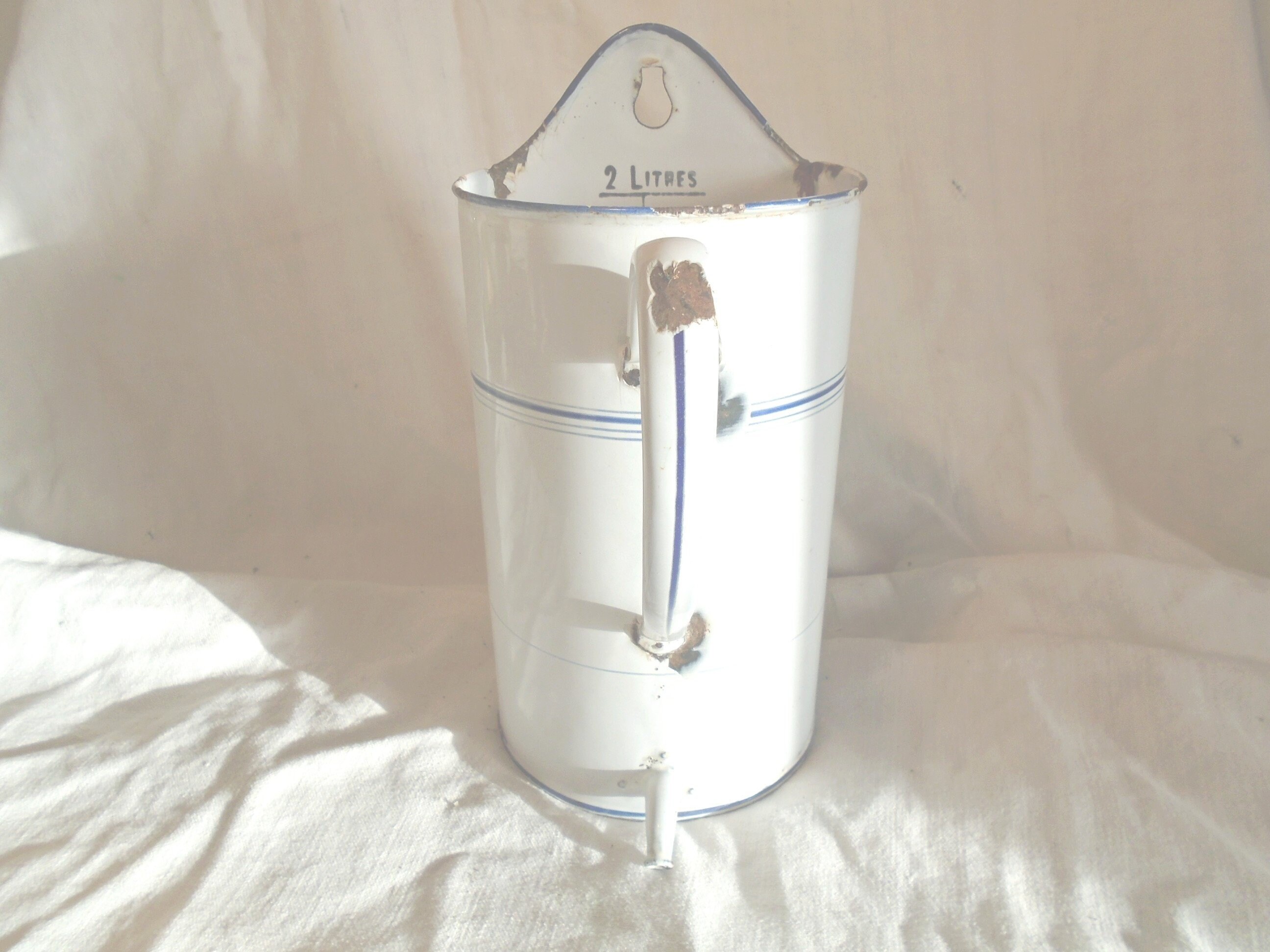 Pot en Émail Irrigateur Décoration Cuisine Pot de Fleurs Accessoires Email Blanc Vintage Ornements V