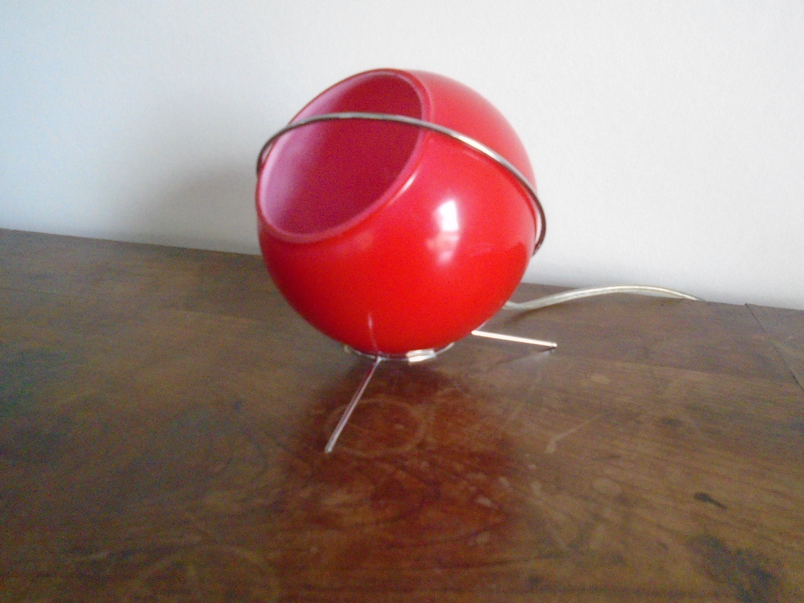 Lampe Globe en Verre Vintage Lampe Années 70 Années 80 Luminaire Boule Cadeau Rouge