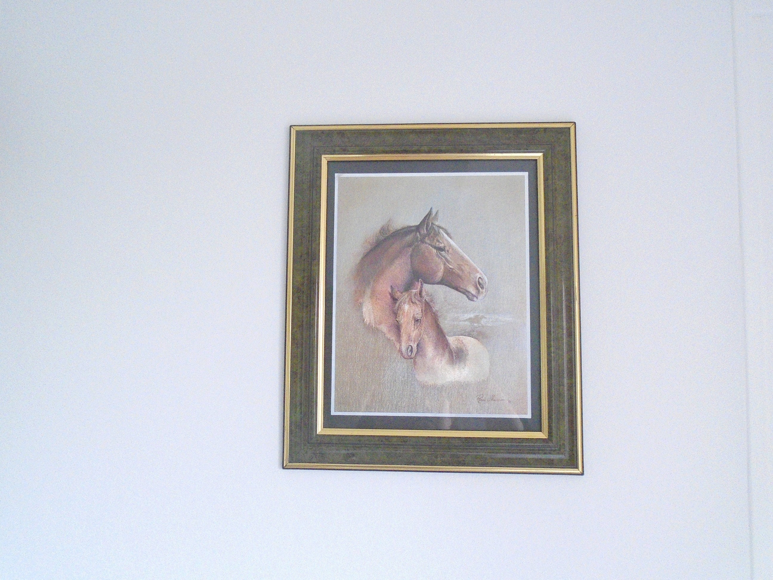 Cadre Vintage Équestre Motif Cheval Déco Décor Mural Cadeau Reproduction Ruane Manning Motifs Dorés