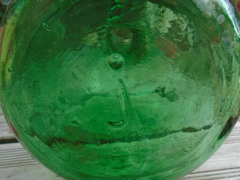 Dame Jeanne Vintage Green Thick Glass Bottle Home Decor Gift Boho Decor Bottle with Handle Decorative Bottle image 7