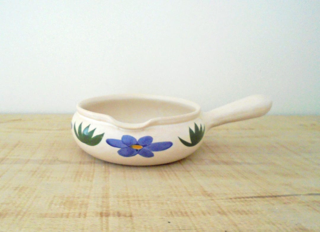 Casserole En Céramique Vintage Poteries Du Marais France Motif Floral - Années 60