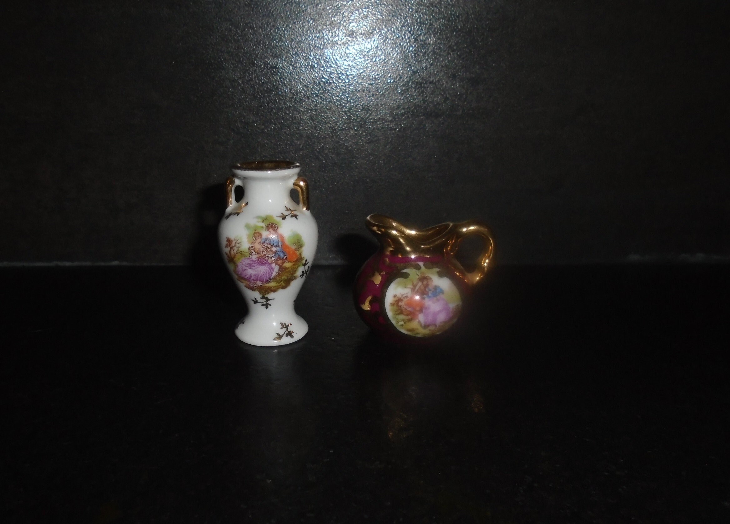 2 ヴィンテージ ミニチュア リモージュ磁器花瓶シックな装飾ギフト