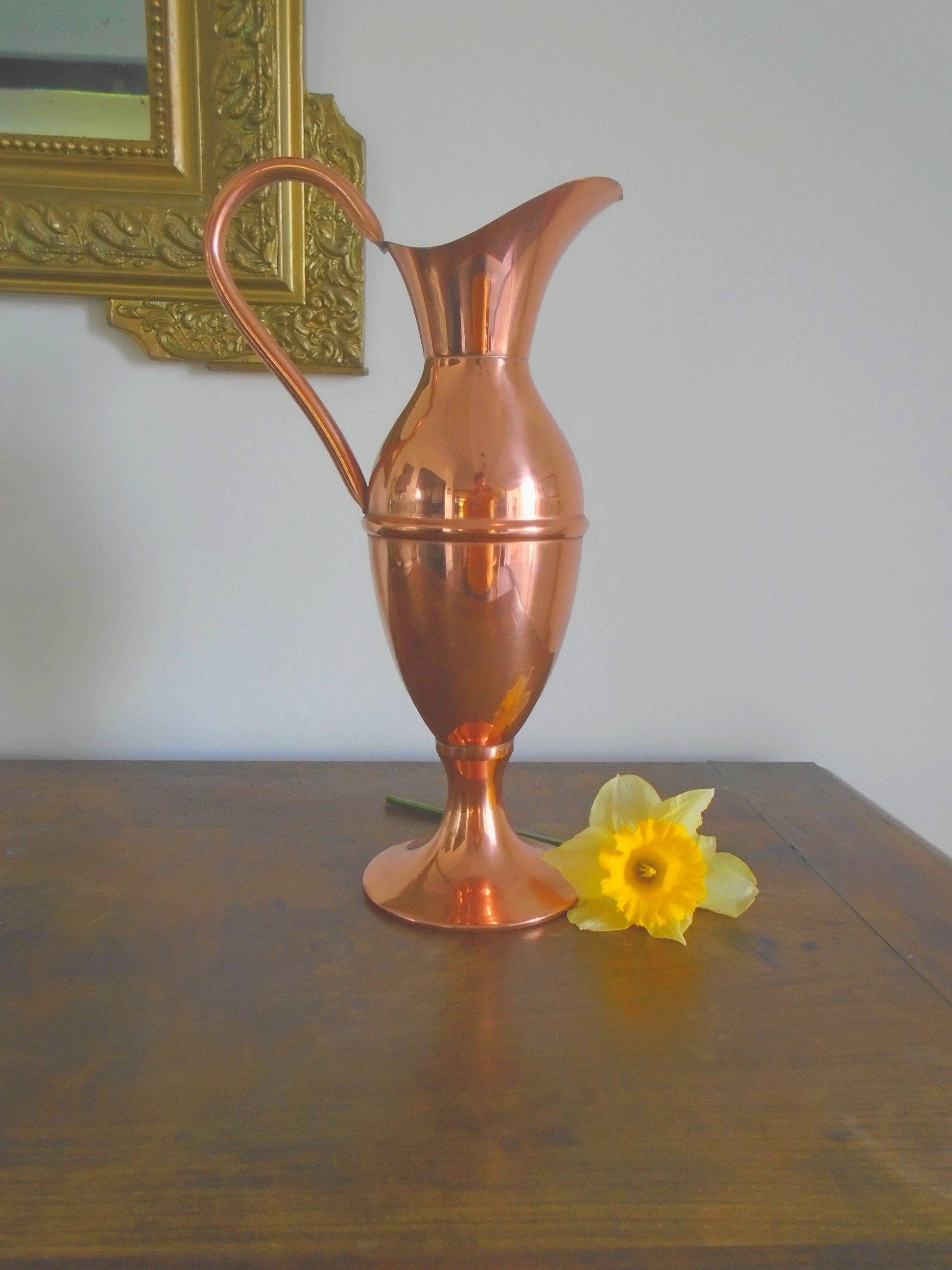 Aiguière en Cuivre Vintage Décor Collection de Cadeau Ornement Pichet Vase Cruche Cuivre