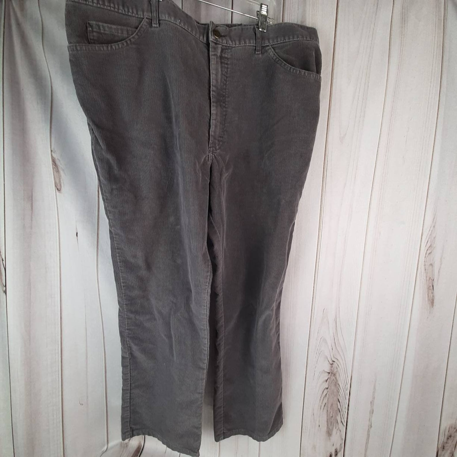 Vintage Lee Corduroy Jeans Grey 42 Waist 30 Length Wide Leg Etsy
