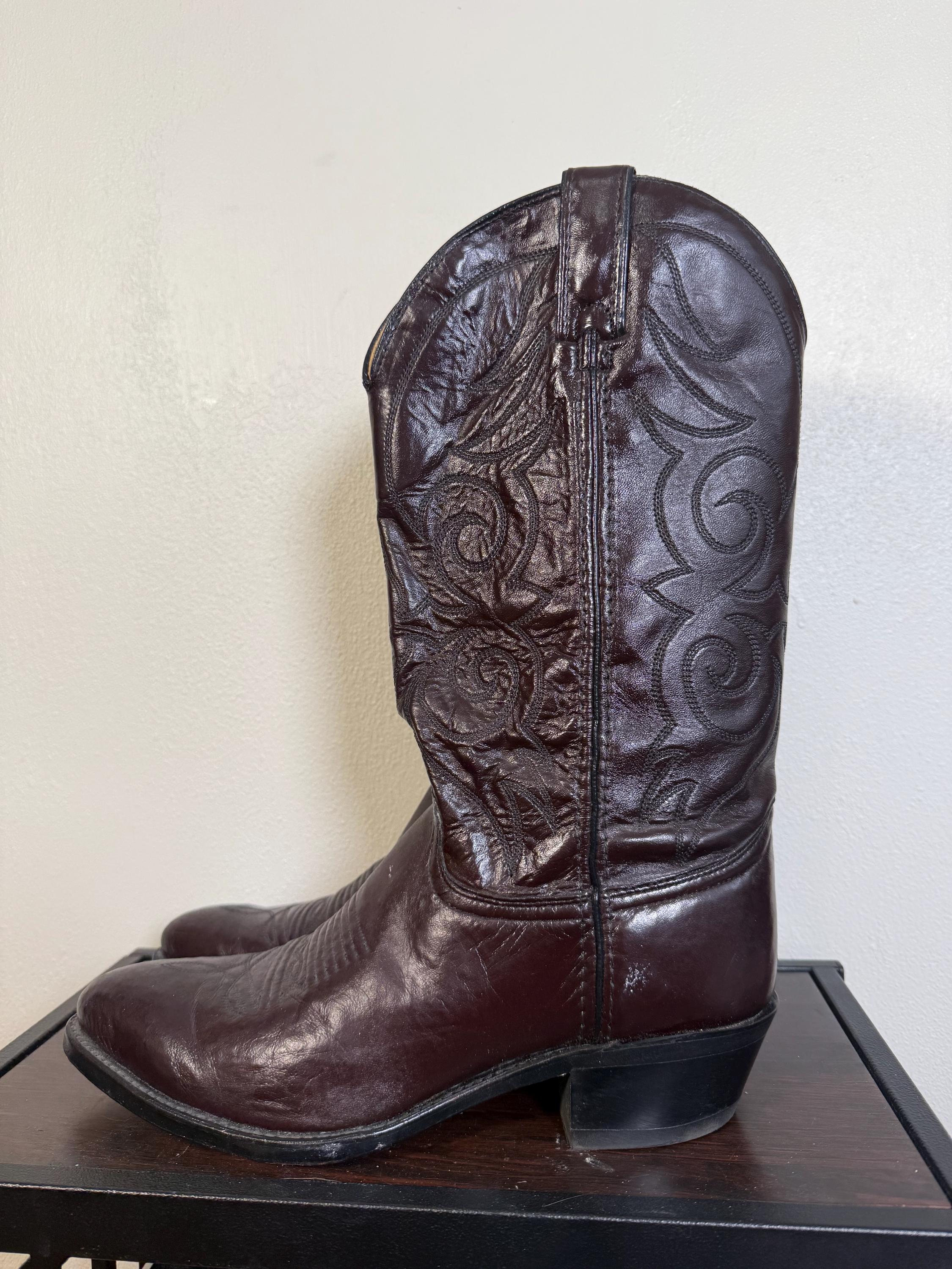 Bottes Western Texas Boot Company - Homme, 7,5 E, Cuir Marron, Vintage