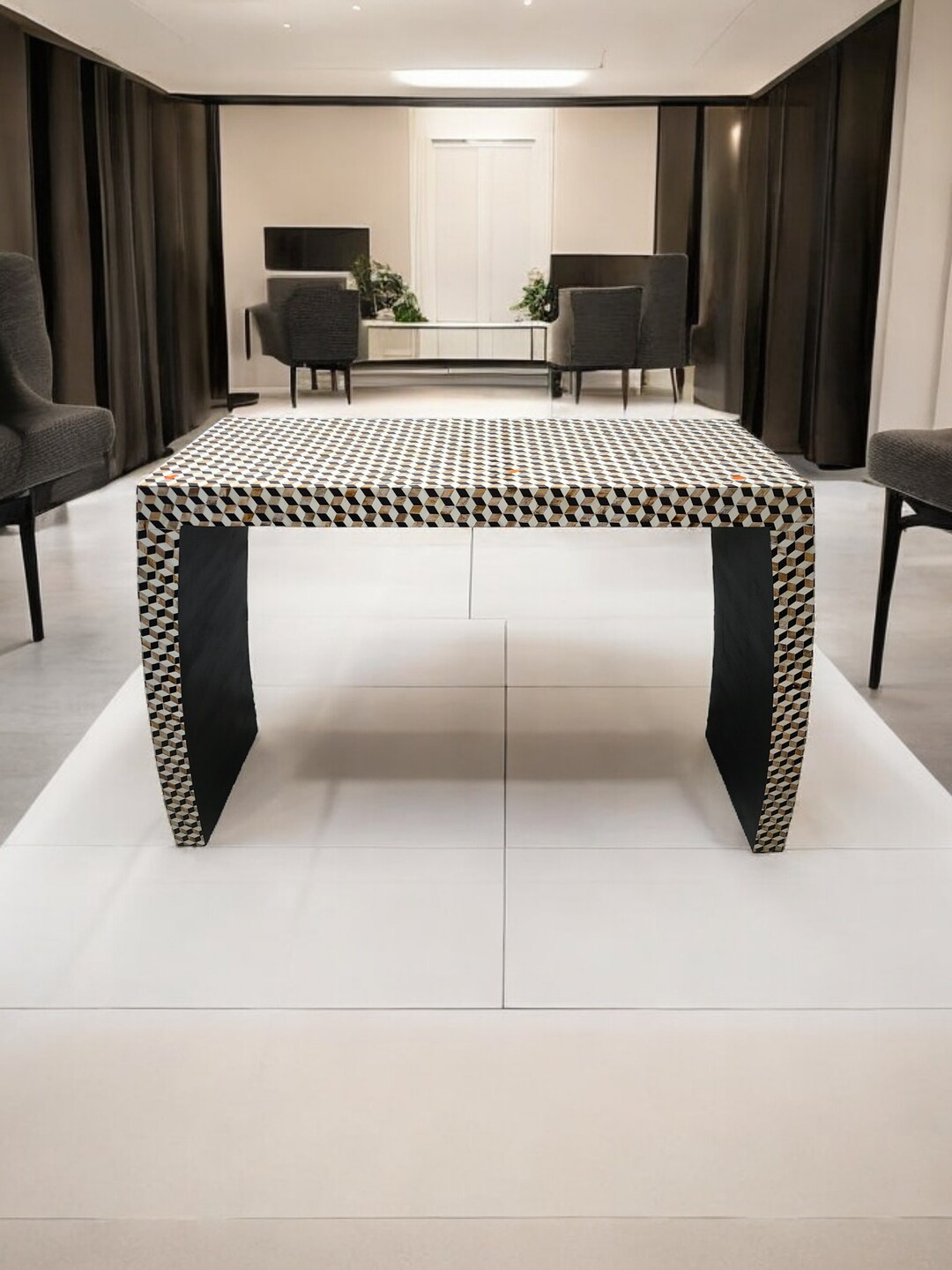 52 Inches Wide Handmade Inlay Camel Bone Cabinet Table, Console Table ...