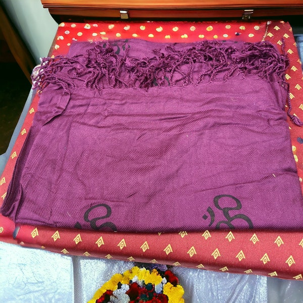 6*2  feet   purple om written pooja shawl / Indian Traditional usa seller,fast shipping